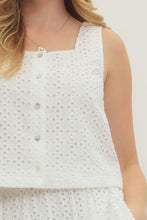 Load image into Gallery viewer, Tops Everly | Eyelet Sleeveless Top in Off-White