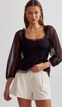 Load image into Gallery viewer, Tops Kait Swiss Dot Top | Black