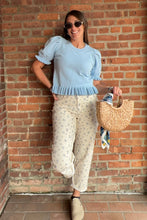 Load image into Gallery viewer, Tops Sutton | Blue Puff Sleeve Ruffle Sweater Shirt