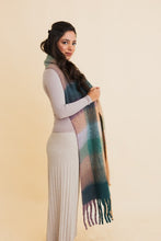 Load image into Gallery viewer, Fuzzy Checkered Scarf | Green Multi