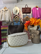 Load image into Gallery viewer, Bags Sylvie Quilted Belt Bag with Chain Strap: Bone