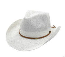 Load image into Gallery viewer, Accessories White Sequin Cowboy Hat With Suede String Trim Band