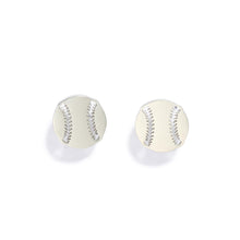 Load image into Gallery viewer, Baseball Jewelry Silver Baseball Stud Earrings