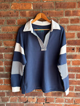 Load image into Gallery viewer, Sweatshirt Blue Lagoon | Striped Colorblock Rugby