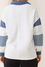 Load image into Gallery viewer, Sweatshirt White | Striped Colorblock Rugby Sweatshirt