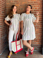 Load image into Gallery viewer, Baseball Ballpark Baseball Sequin Dress | Striped