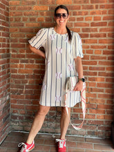 Load image into Gallery viewer, Baseball Ballpark Baseball Sequin Dress | Striped