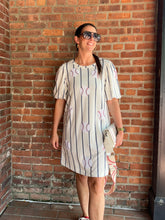 Load image into Gallery viewer, Baseball Ballpark Baseball Sequin Dress | Striped