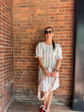 Load image into Gallery viewer, Baseball Ballpark Baseball Sequin Dress | Striped