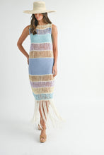 Load image into Gallery viewer, Luna | Fringe Crochet Midi Dress In Periwinkle