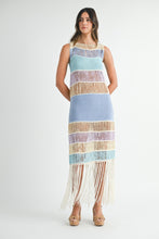 Load image into Gallery viewer, Luna | Fringe Crochet Midi Dress In Periwinkle