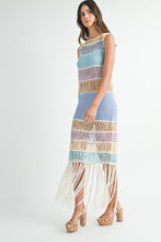 Load image into Gallery viewer, Luna | Fringe Crochet Midi Dress In Periwinkle