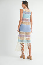 Load image into Gallery viewer, Luna | Fringe Crochet Midi Dress In Periwinkle