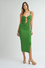 Load image into Gallery viewer, Aurora | Green Wooden Beaded Bodycon Midi Dress
