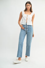 Load image into Gallery viewer, Nora | White Sleeveless 3D Floral Tie Front Top