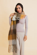 Load image into Gallery viewer, Fuzzy Checkered Scarf | Mustard