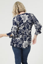 Load image into Gallery viewer, Tops Ruffle Sleeve Button Up Printed Top