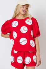 Load image into Gallery viewer, Baseball Red Baseball Towel & Sequins Embroidery Shorts