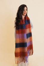 Load image into Gallery viewer, Fuzzy Checkered Scarf | Dark Red