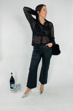 Load image into Gallery viewer, Tops Life's a Party Black Sequin Button Down