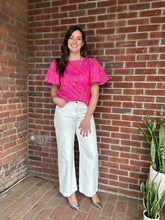 Load image into Gallery viewer, Tops Fuchsia Floral Flutter Sleeve | Pink