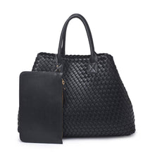 Load image into Gallery viewer, Bags Ithaca Woven Vegan Leather Tote: Black