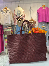 Load image into Gallery viewer, Bags Ithaca Woven Vegan Leather Tote: Burgundy