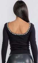 Load image into Gallery viewer, Tops Mesha | Pearl trim black long sleeve