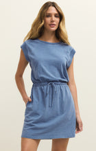 Load image into Gallery viewer, Dresses Kalani Jersey Denim Mini Dress | Santorini Indigo
