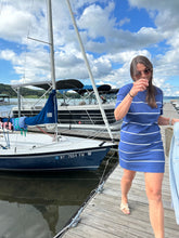 Load image into Gallery viewer, Dresses Sway Stripe Mini Dress | Navy White Striped