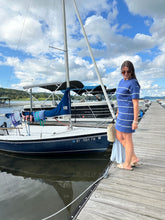 Load image into Gallery viewer, Dresses Sway Stripe Mini Dress | Navy White Striped