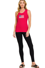 Load image into Gallery viewer, Ribbed American Flag Scoop Neck Tank Top | Ruby