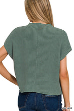Load image into Gallery viewer, Sweater Ash Jade | Mock neck short sleeve sweater
