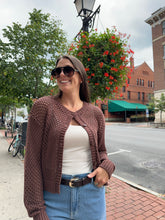 Load image into Gallery viewer, Sweater Bonnie | Chocolate Crochet Cardigan Sweater
