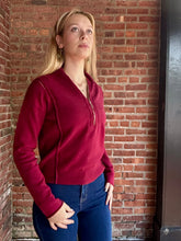 Load image into Gallery viewer, Tops Hallie | Burgundy 1/4 Zip Viscose Sweater