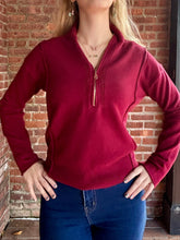 Load image into Gallery viewer, Tops Hallie | Burgundy 1/4 Zip Viscose Sweater