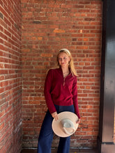 Load image into Gallery viewer, Tops Hallie | Burgundy 1/4 Zip Viscose Sweater