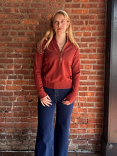 Load image into Gallery viewer, Tops Hallie | Rust 1/4 Zip Viscose Sweater