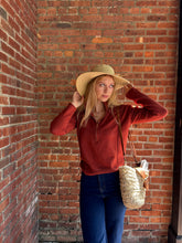 Load image into Gallery viewer, Tops Hallie | Rust 1/4 Zip Viscose Sweater