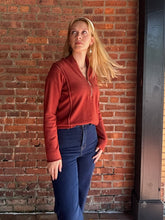 Load image into Gallery viewer, Tops Hallie | Rust 1/4 Zip Viscose Sweater