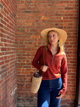 Load image into Gallery viewer, Tops Hallie | Rust 1/4 Zip Viscose Sweater
