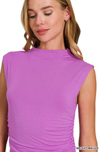 Load image into Gallery viewer, Tops Rosalie | Double Layered Ruched Side Mock Neck Top | Bright Mauve