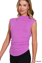 Load image into Gallery viewer, Tops Rosalie | Double Layered Ruched Side Mock Neck Top | Bright Mauve