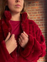 Load image into Gallery viewer, Mallory Faux Fur Jacket | Wine
