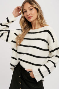 Tanya Striped Sweater | Ivory Black