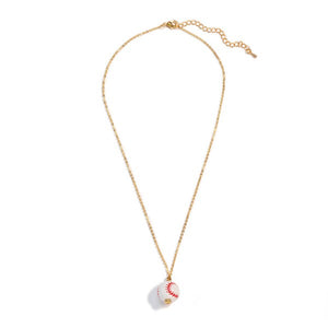 Wooden Baseball Charm Necklace