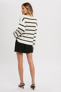 Tanya Striped Sweater | Ivory Black