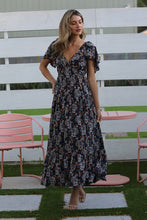 Load image into Gallery viewer, Midnights | Navy Floral smocked Dress flutter sleeve
