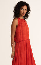Load image into Gallery viewer, Fiore Crinkle Satin Tank Top | Cabana Red
