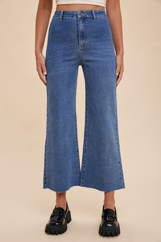 Jessie Medium Denim | Stretch Wide Leg Pants
